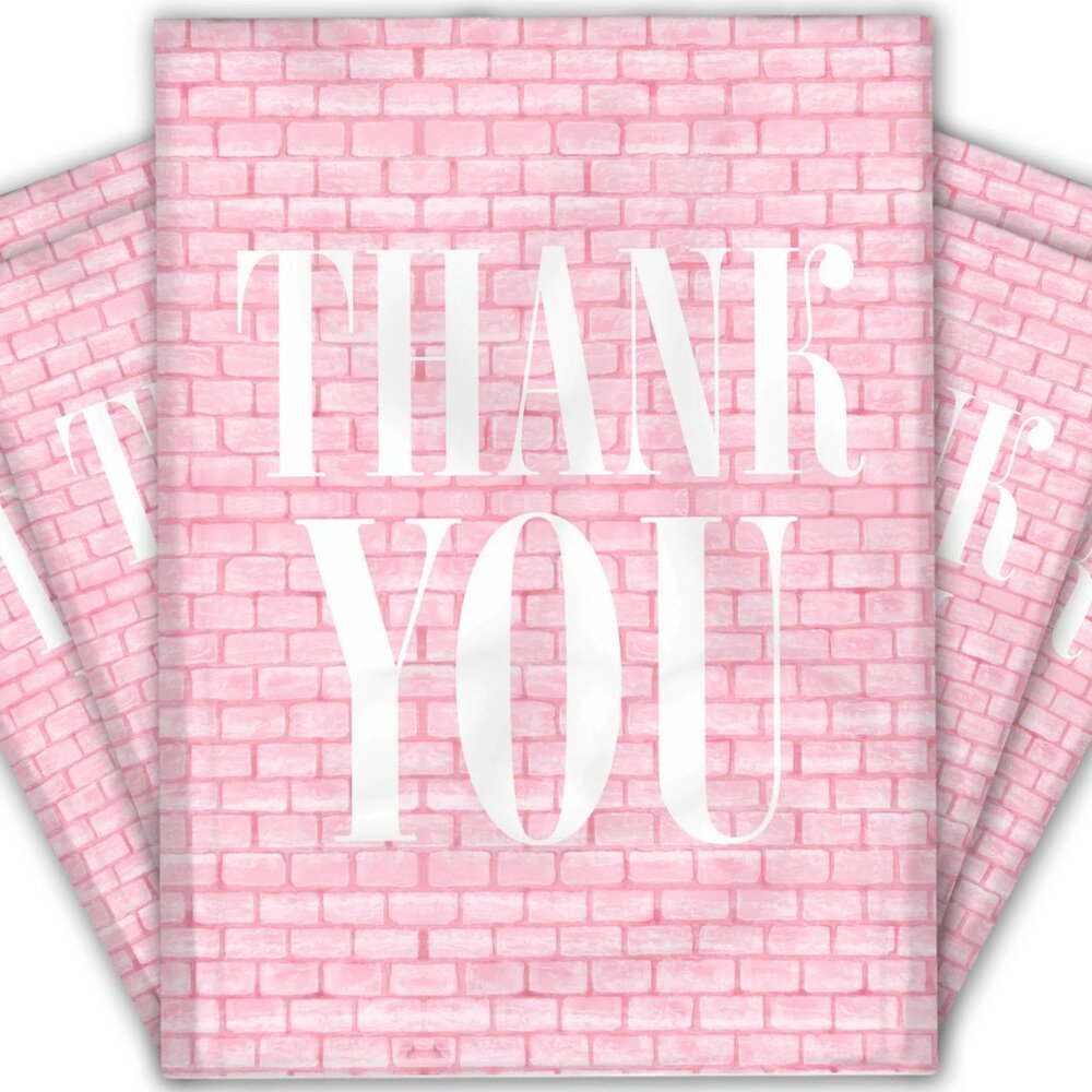 20ct Medium 10 x 13 Pink Bricks "Thank you" Poly Mailers